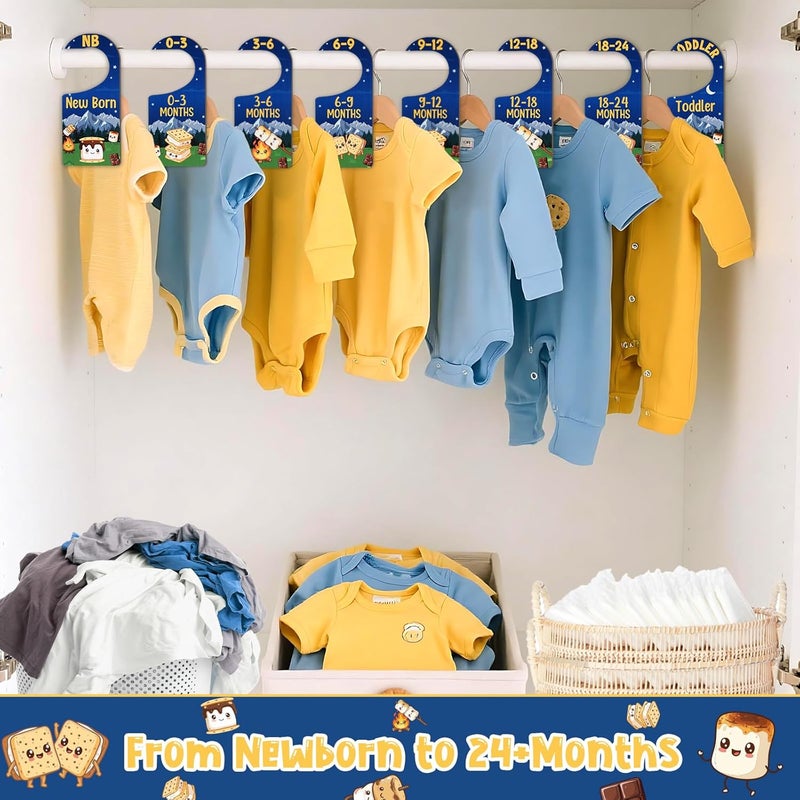 CORNER LACE Baby Closet Dividers 8PCS, S’More Themed Wooden Double-Sided Clothes Size Hanger/Organizer from Newborn to Toddler for Nursery Decor Baby Shower Birthday Gender Reveal Party Gift - Image 4